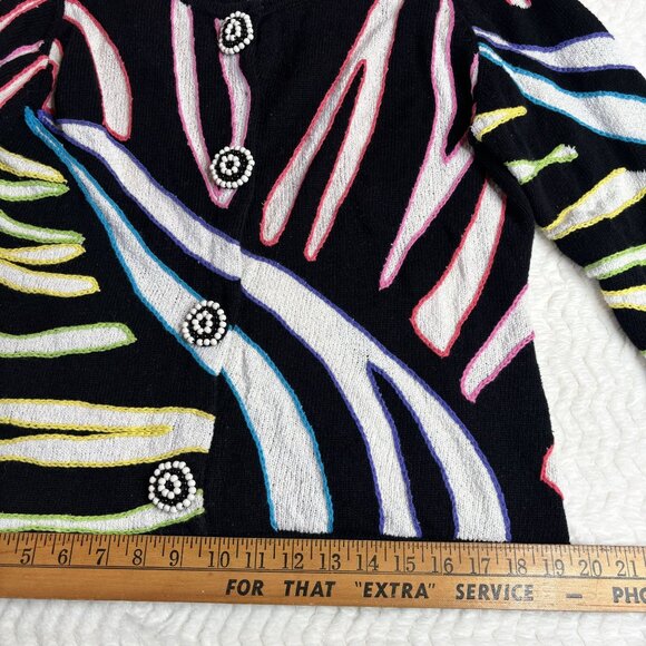 Vintage Design Options by Philip & Jane Gordon Women's Abstract Striped Cardigan - Picture 9 of 9